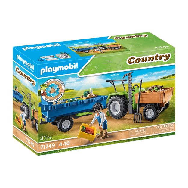 Playmobil - Tractor with trailer (71249)