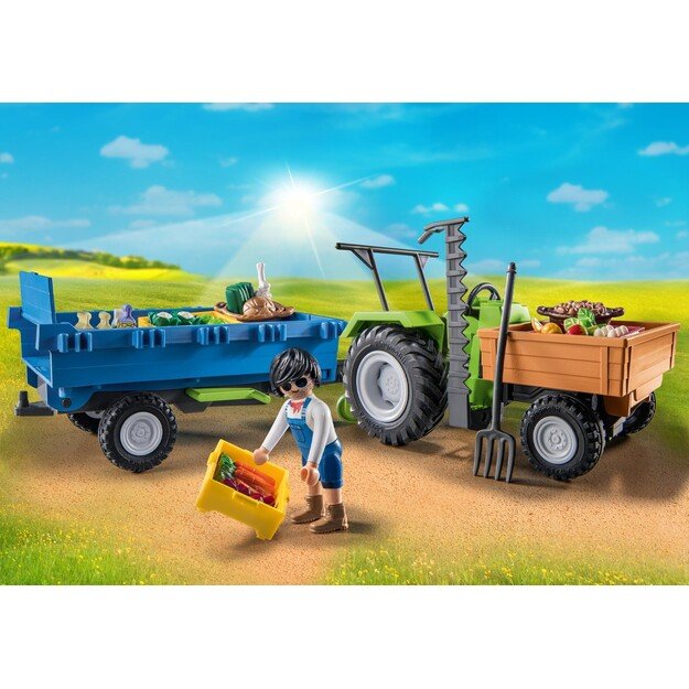 Playmobil - Tractor with trailer (71249)