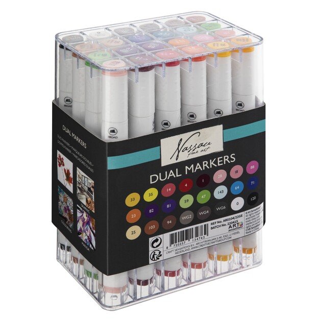 Nassau - Markers Dual Tip 24 pcs  White - (K-AR0104/22GE)