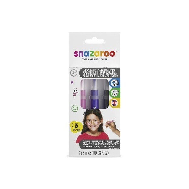 Snazaroo - Make-up color brush paint - pink/purple/silver (3 pcs) (791063) 2