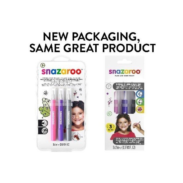 Snazaroo - Make-up color brush paint - pink/purple/silver (3 pcs) (791063) 1