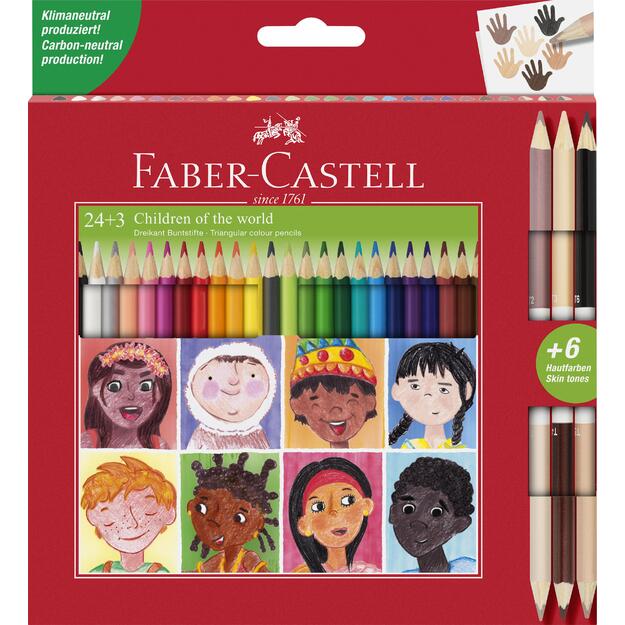 Faber-Castell - Triangular pencils 24 pcs + 3 skintones (511515)