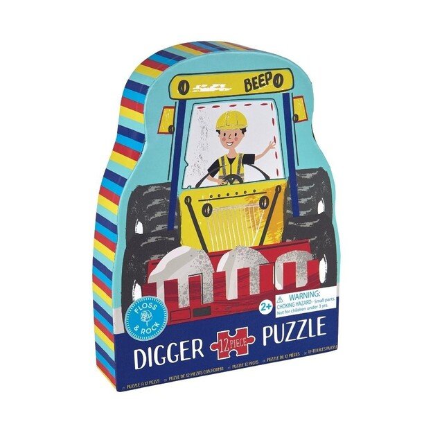 FLOSS & ROCK - Digger 12pc Shaped Jigsaw with Shaped Box  - (44P6422)