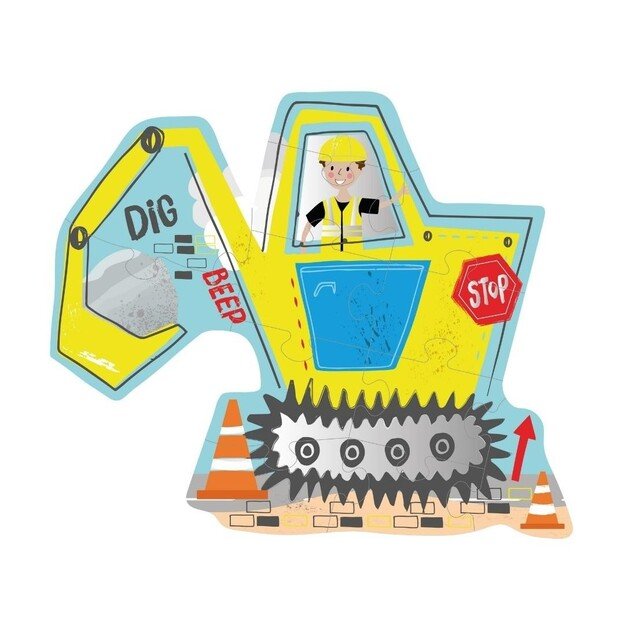 FLOSS & ROCK - Digger 12pc Shaped Jigsaw with Shaped Box  - (44P6422)