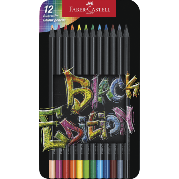 Faber-Castell - Colour Pencils Black Edition tin (12 pcs) (116413)