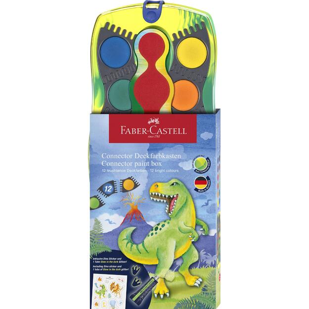 Faber-Castell - Paint box Connector 12 colours dinosaur (125013)