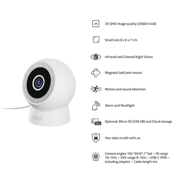 Hombli - Smart Outdoor/indoor Compact Cam, White