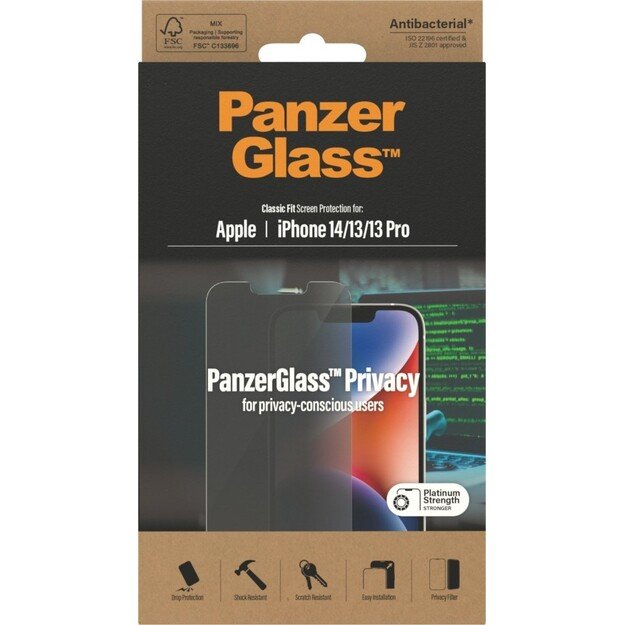 PanzerGlass - Privacy Screen Protector Apple iPhone 14 - 13 - 13 Pro - Classic Fit