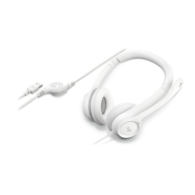 Logitech - H390 Wired Headset for PC/Laptop, Stereo Headphones with Noise Cancelling Microphone, USB-A WHITE