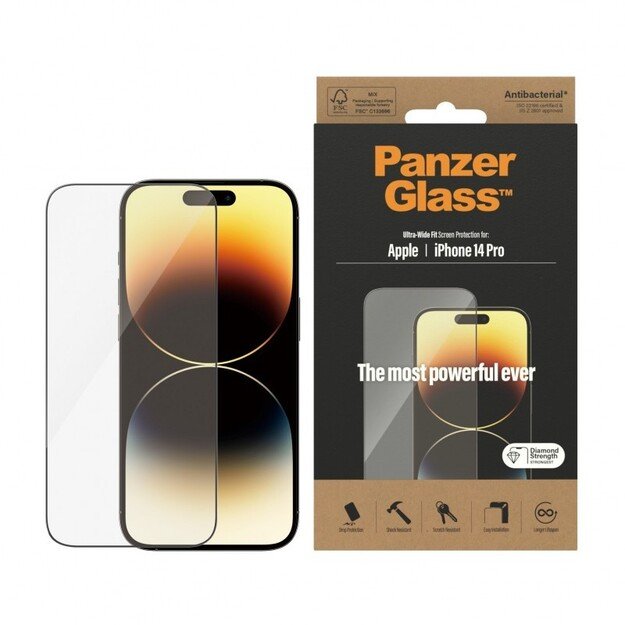 PanzerGlass - Screen Protector Apple iPhone 14 Pro - Ultra-Wide Fit