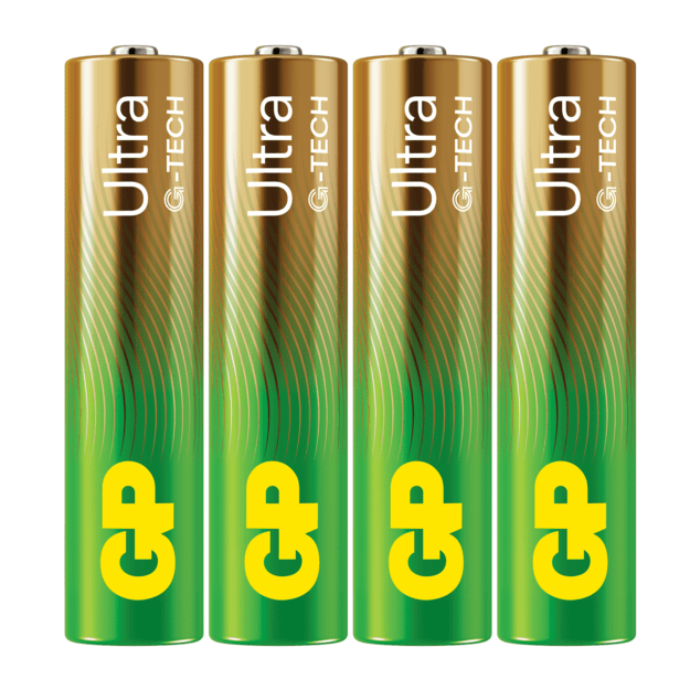 GP - Ultra Alkaline AAA Batteries, 24AU/LR03, 1.5V, 4-Pack