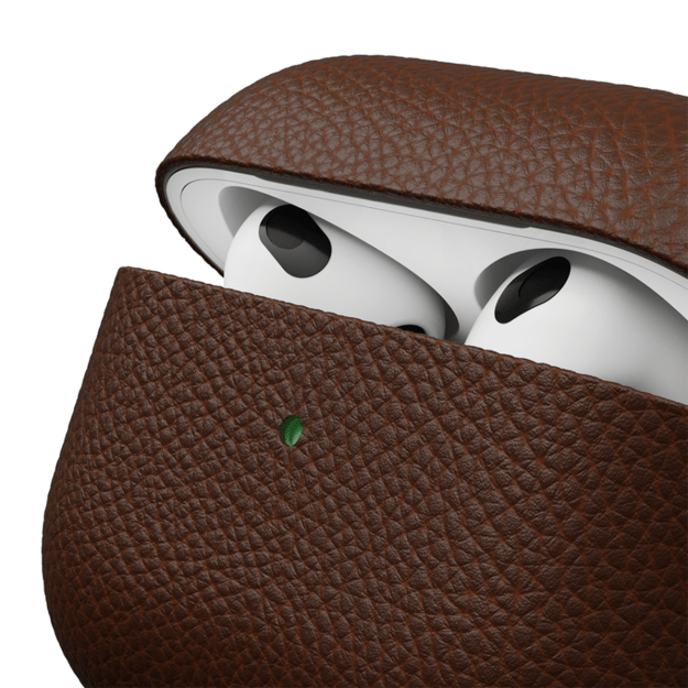 KeyBudz - PodSkinz Artisan Series Leather Case - Handcrafted Leather Case for your Airpods 3 (Color: Natural Brown)