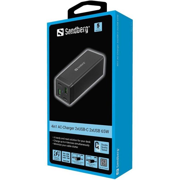 Sandberg - 4in1 Charger 2xUSB-C 2xUSB 65W