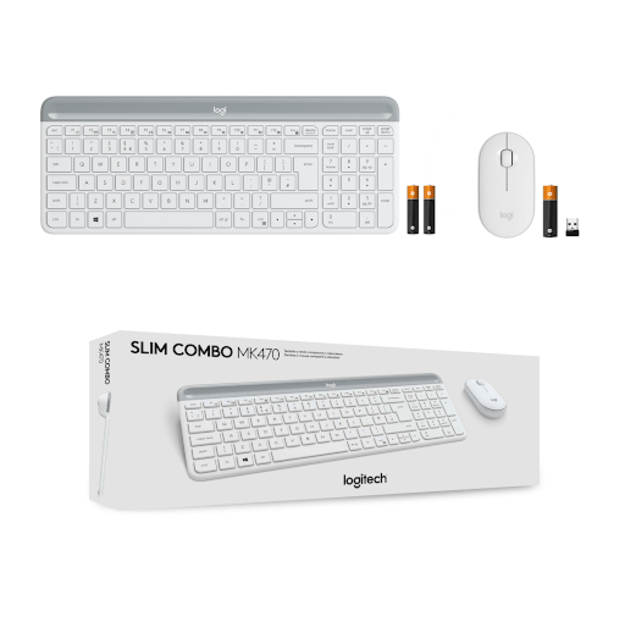 LOGITECH Slim Wireless Keyboard and Mouse Combo MK470 - OFFWHITE - NORDIC