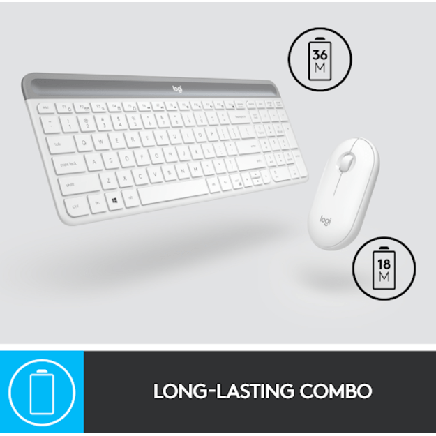 LOGITECH Slim Wireless Keyboard and Mouse Combo MK470 - OFFWHITE - NORDIC