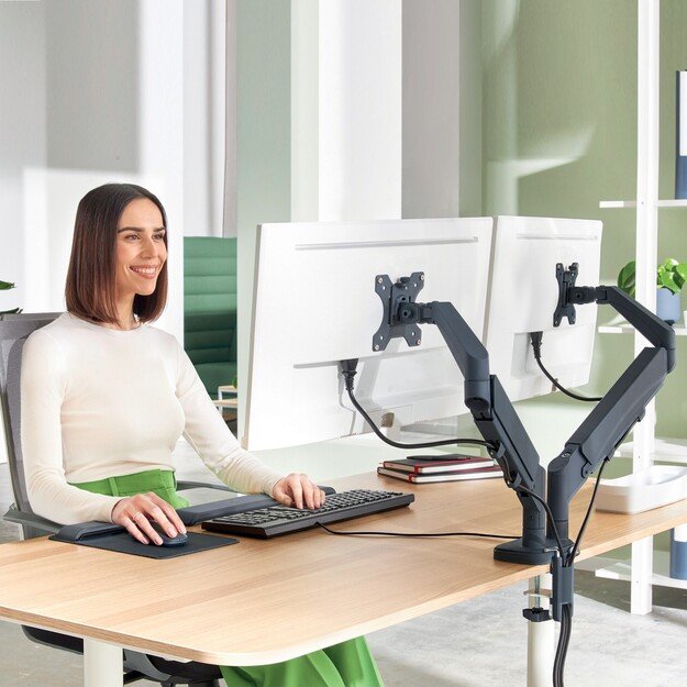 Leitz - Ergo Monitor arm space-saving dual - Dark grey