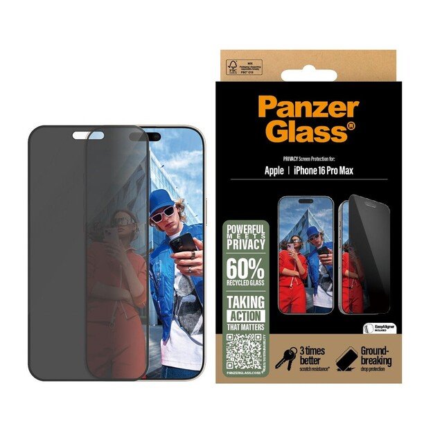 PanzerGlass - Screen Protection Privacy - iPhone 16 Pro Max - Ultra Wide Fit