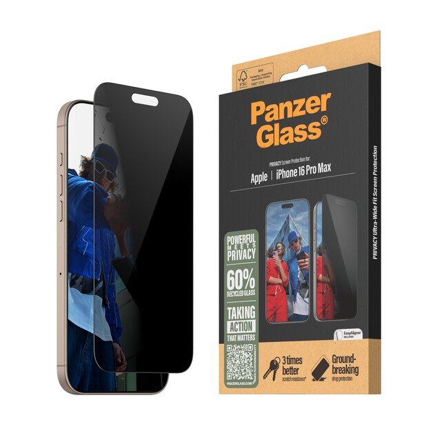 PanzerGlass - Screen Protection Privacy - iPhone 16 Pro Max - Ultra Wide Fit