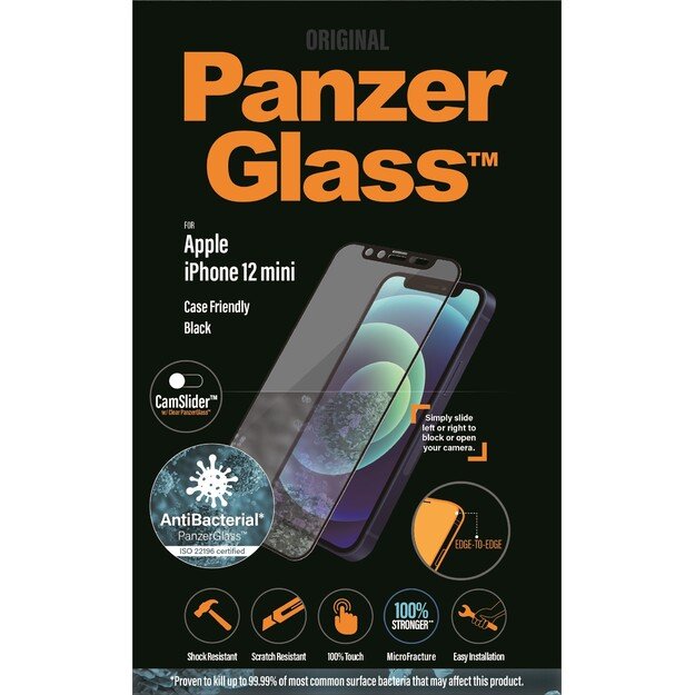 PanzerGlass - iPhone 12 mini (CF) CamSlider (AB), Black