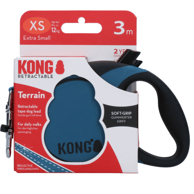 Kong - Retractable Leash Terrain Blue XS (3m/12kg) - (KONGTRNXSBL)