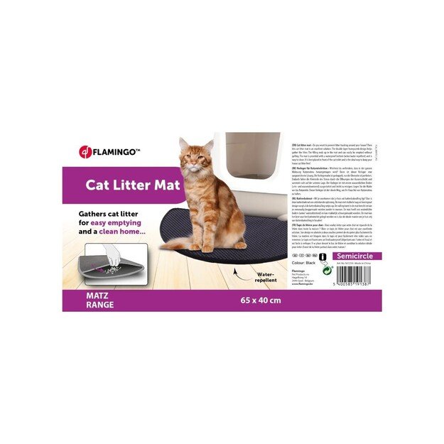 Flamingo - Mat for cat litter Matz - black