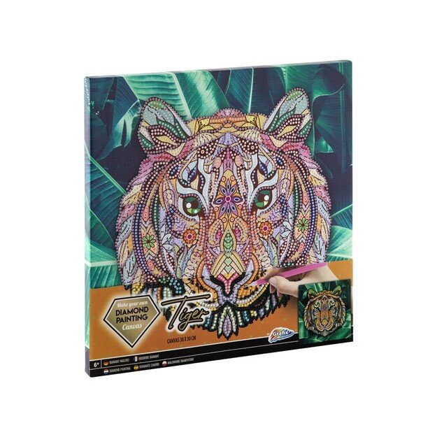 Grafix - Diamond Painting on Canvas Tiger 30 x 30 cm - (K-260008)