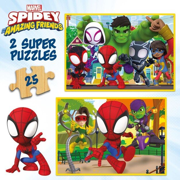 Educa - 2x25 Spidey & His Amazing Friends Wood Puzzles (80-19289)