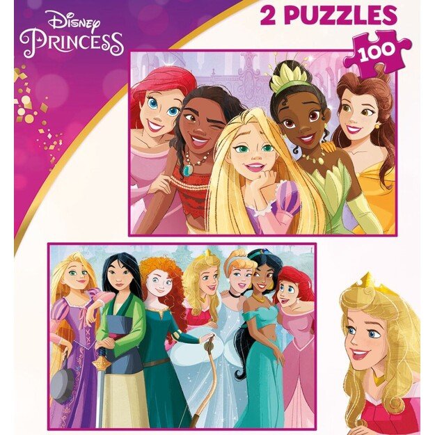 Educa - 2x100 Disney Princess 2 Puzzles Wood (80-19298)