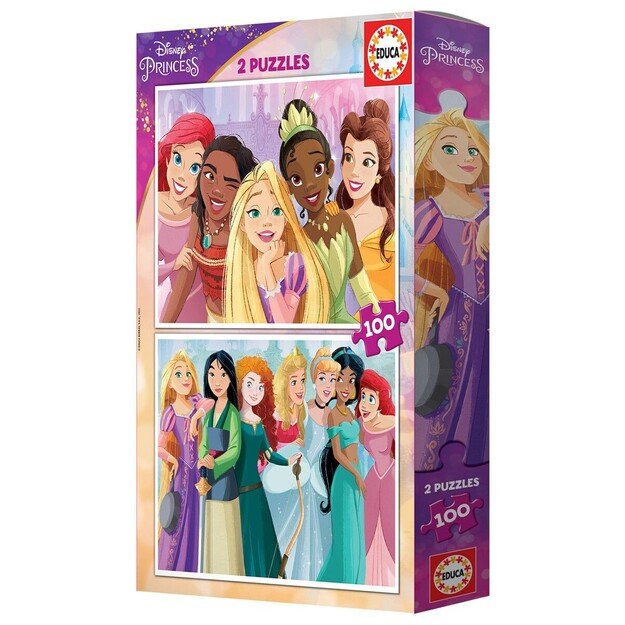 Educa - 2x100 Disney Princess 2 Puzzles Wood (80-19298)