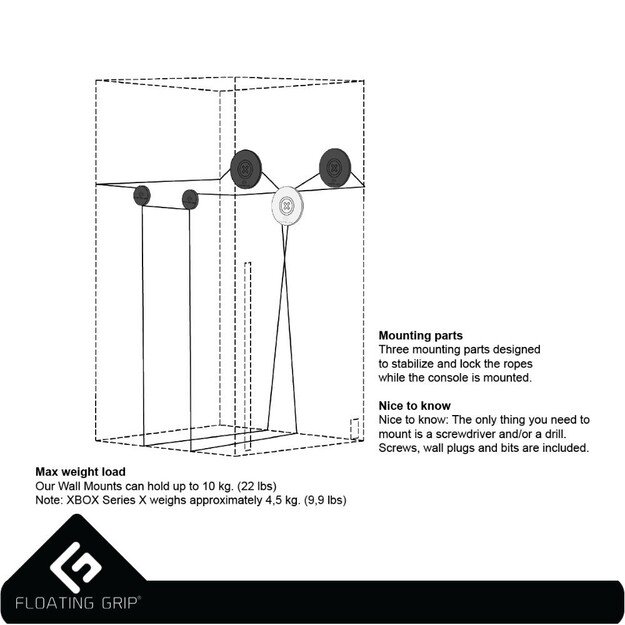 Floating Grip Xbox Series X Wall Mount Black