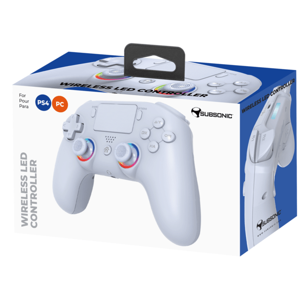 Subsonic Wireless Led Controller PS4 White - PS4/Pc