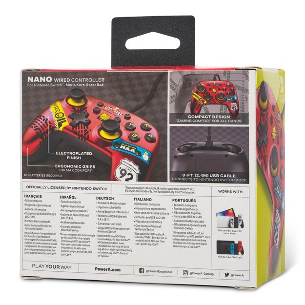 PowerA Nano Wired Switch Controller - Mario Kart: Racer Red /Nintendo Switch