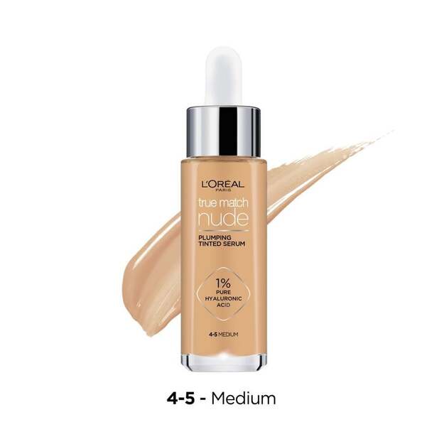 L'Oréal - True Match Nude Plumping Tinted Serum - Medium 4-5