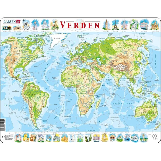 Larsen Puzzle - World map (80 pcs) (K4)