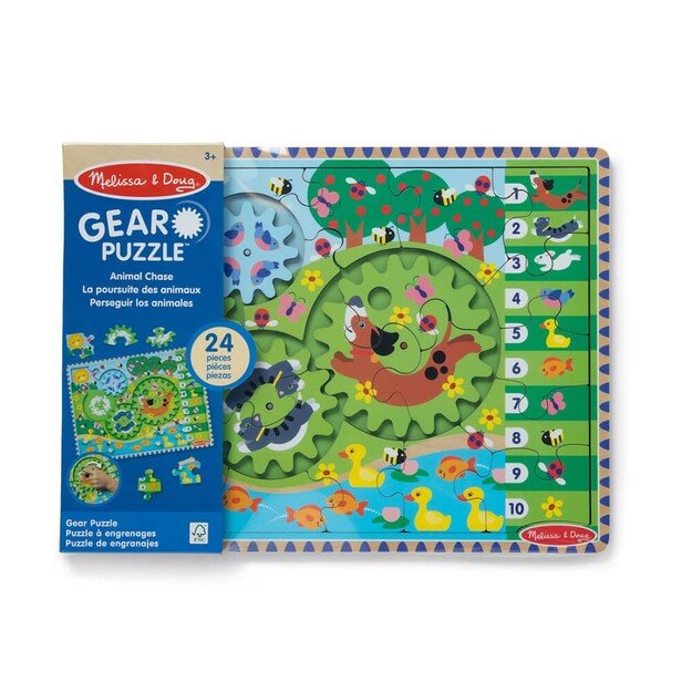 Melissa and Doug - Animal Chase I-Spy Wooden Gear Puzzle - (31004)