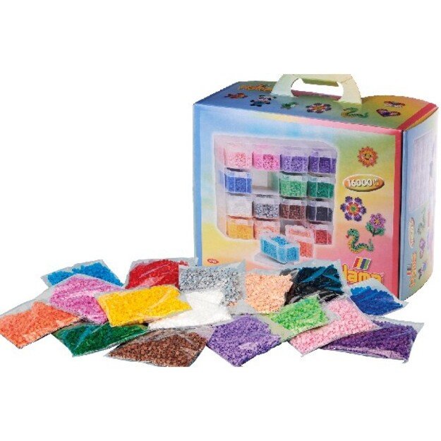 Hama  - Beads - Large Storage box w/ Midi beads & 16 compartments (6761)