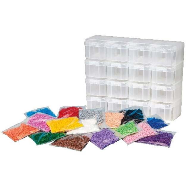 Hama  - Beads - Large Storage box w/ Midi beads & 16 compartments (6761)