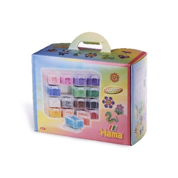 Hama  - Beads - Large Storage box w/ Midi beads & 16 compartments (6761)