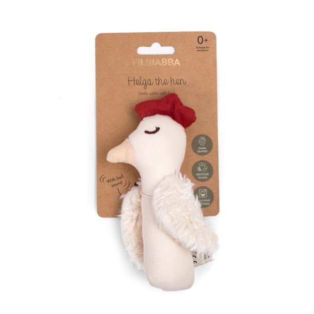 Filibabba - Linen rattle - Chicken - (FI-02808)