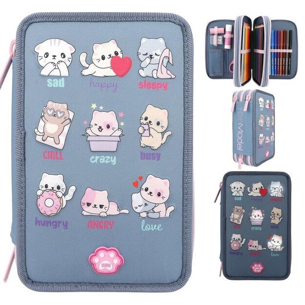 TOPModel - Triple Pencil Case LED - Cats Mood Barometer - (0412261)