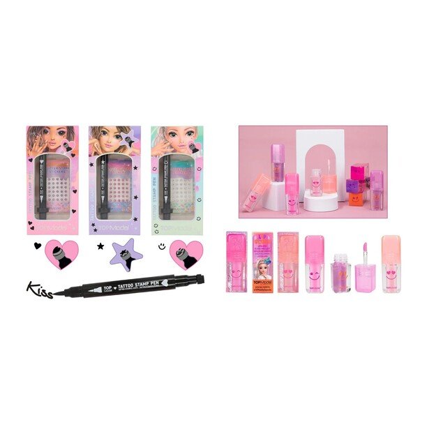 TOPModel - Tattoo Pen with Glitter Stones BEAUTY and ME & Lip Gloss NIGHT LIGHT (Bundle)