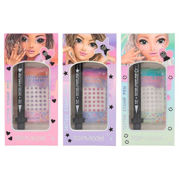 TOPModel - Tattoo Pen with Glitter Stones BEAUTY and ME & Lip Gloss NIGHT LIGHT (Bundle)