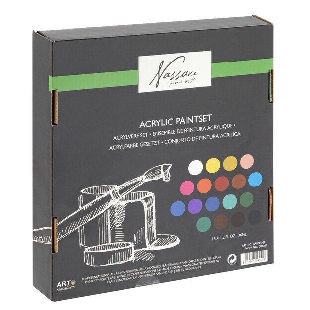 Nassau - Paint acrylic incl. fluor & metallic (18x36 ml) (AR0701/22GE)