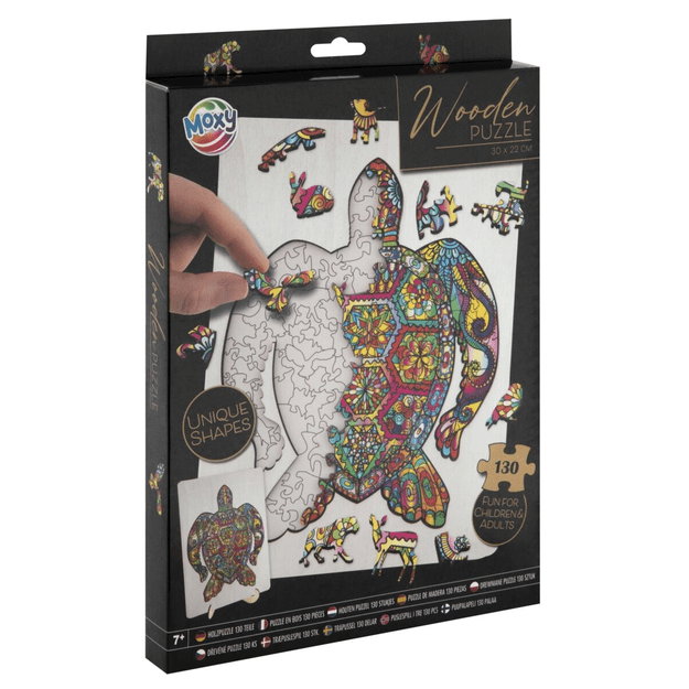 Moxy - Wooden puzzle unique shapes - Turtle - 130 pcs (400085)