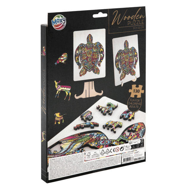 Moxy - Wooden puzzle unique shapes - Turtle - 130 pcs (400085)