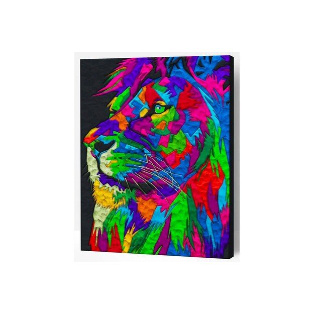 SPLAT PLANET - Clay painting on canvas 30x40cm - Lion (777684)