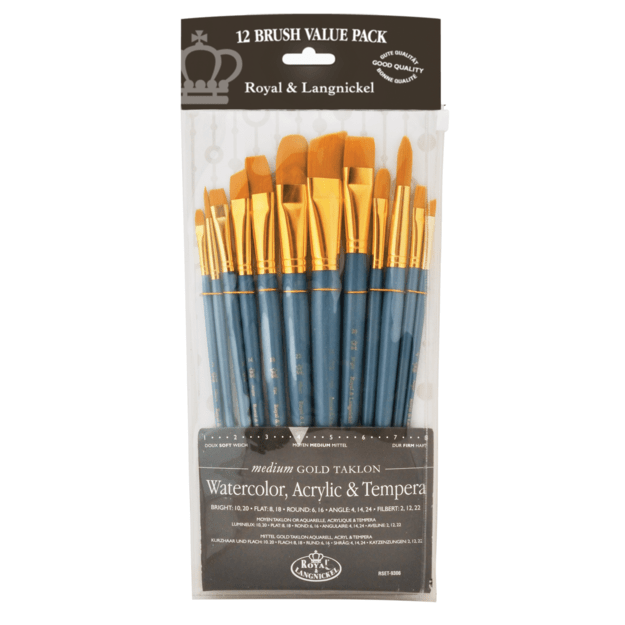 Royal & Langnickel - Medium Gold Taklon 12 pcs. Brush set (302520)