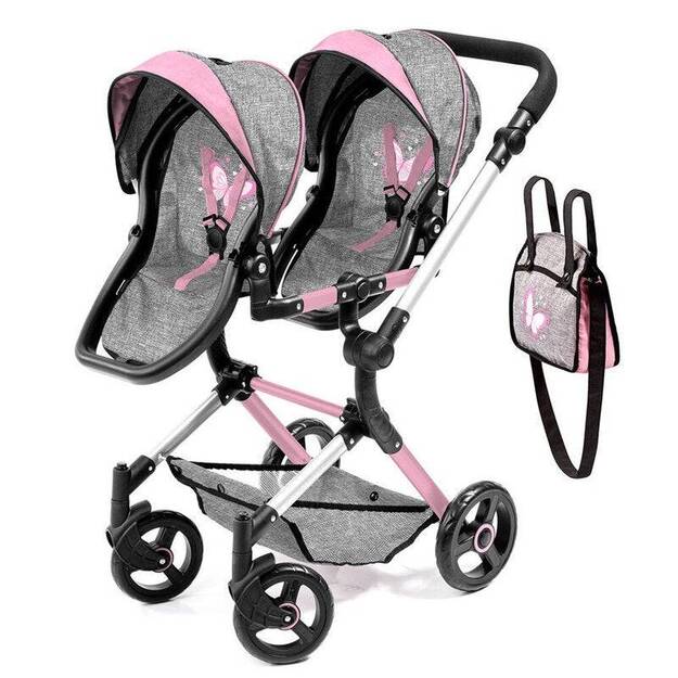 Bayer - Twin Pram - Neo - Grey w. Butterfly (26233AA)