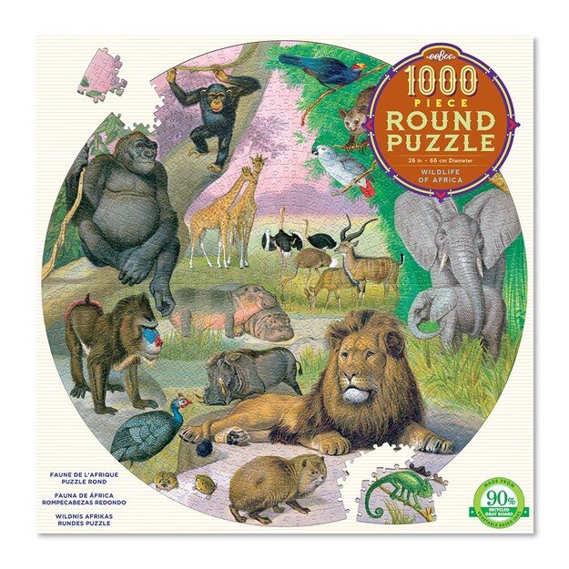 eeBoo - Round Puzzle - Wildlife of Africa, 1000 Pc (EPZCWLA)