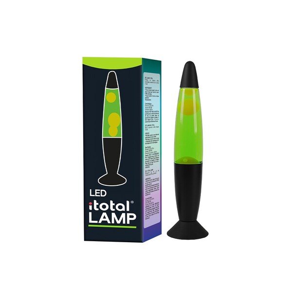 iTotal - LED Lava Lamp w/Green Light - Black Base and White Wax (XL2681)